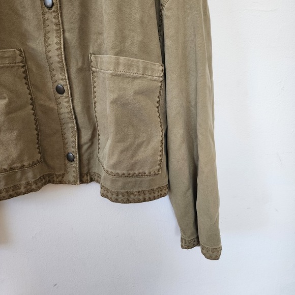 Zara Oversized Relaxed Fit Oversized Jacket Embroidered Olive Green XL - Picture 3 of 9